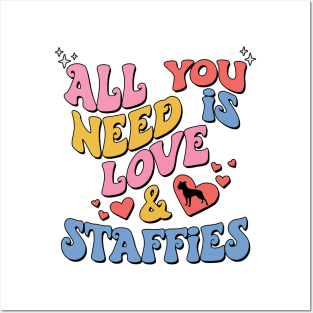 Funny Valentines All You Need Is Love And Staffies Posters and Art